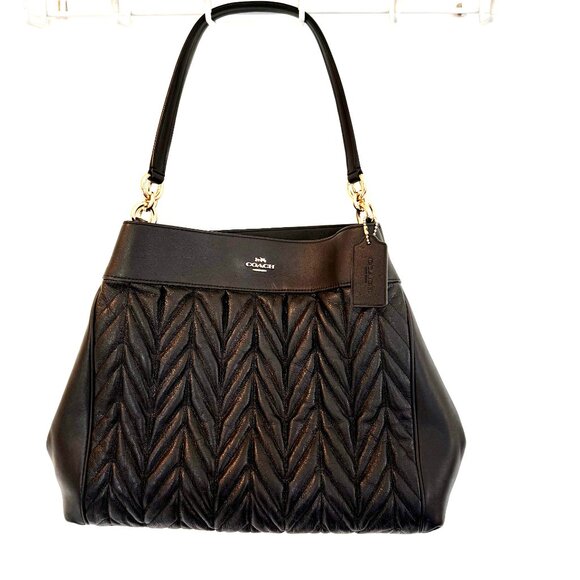 Coach Lexy Shoulder Bag Black Quilted Leather - Picture 1 of 15